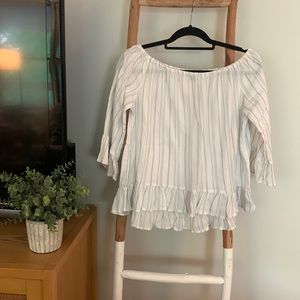 White and blue pin strip blouse from South Moon Under. Size S.